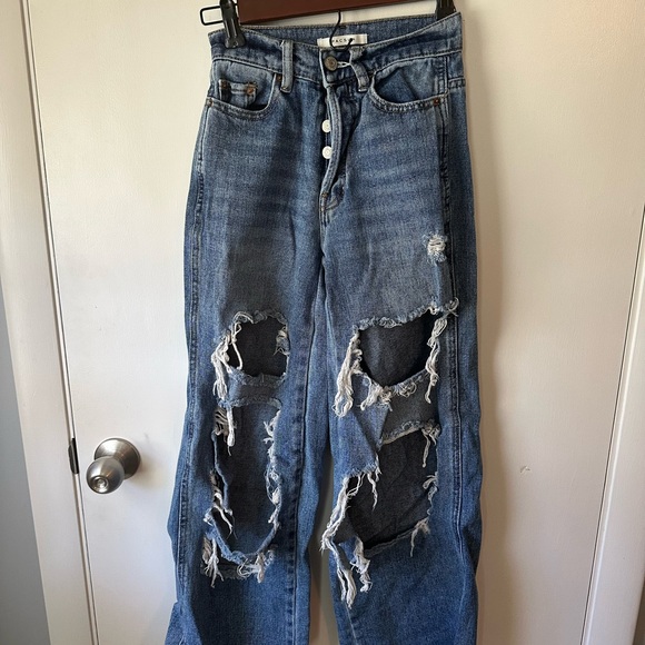 PacSun Vintage Blue Ripped Wide Leg Jeans Baggy 0005 - Picture 1 of 4